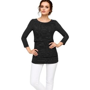 WHBM Black White Stripe Layered Tunic Top M